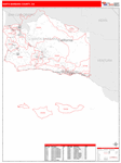 Santa Barbara County Wall Map Red Line Style